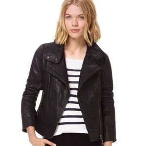 Mackage Kenya Pebbled Leather Moto Jacket Black Size XS